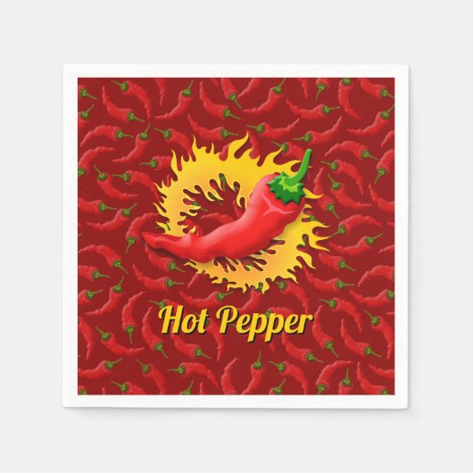 Serviette En Papier Poivron avec serviettes en flammes (Devant)