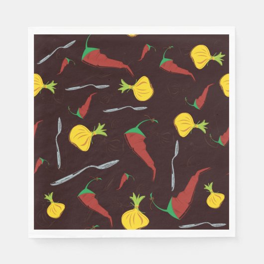 Serviette En Papier Poivrons Et Oignons (Devant)