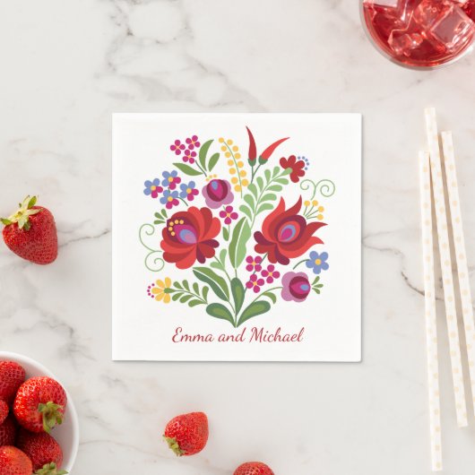 Serviette En Papier Poivrons rouges design hongrois (En situation)