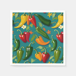 Serviette En Papier Poivrons Vibrants Poivrons Rouge Vert Et Jaune