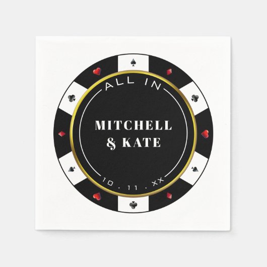 Serviette En Papier Poker Chip Tout En Mariage (Devant)