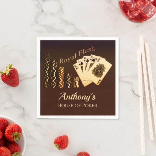 Serviette En Papier Poker Royal Flush Thème Personnalisé Papier Napkin (En situation)