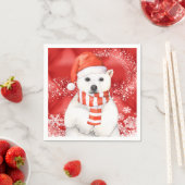 Serviette En Papier polaire en a santa cap - snowflaw white (En situation)