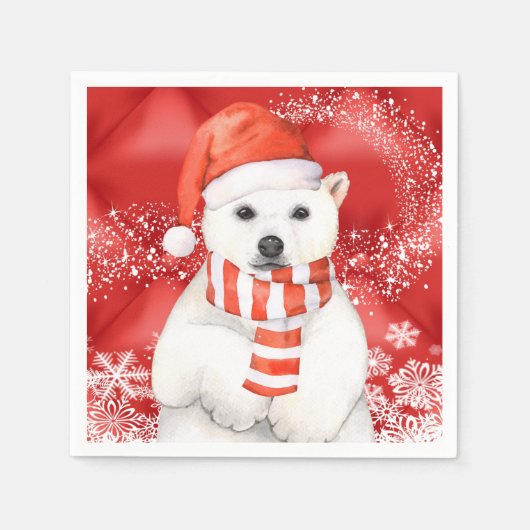 Serviette En Papier polaire en a santa cap - snowflaw white (Devant)