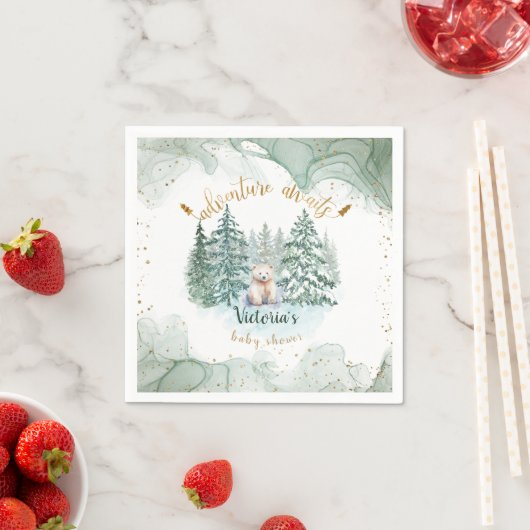 Serviette En Papier Polar Bear Adventure Attend le Baby shower (En situation)