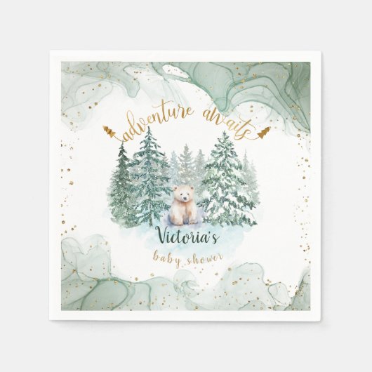 Serviette En Papier Polar Bear Adventure Attend le Baby shower (Devant)