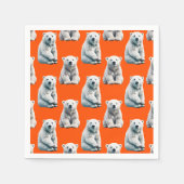 Serviette En Papier Polar Bear Pattern Design On Orange  (Devant)