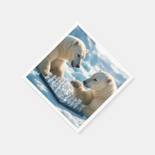 Serviette En Papier Polar Bears Playing Chess On a Glacier (Coin)