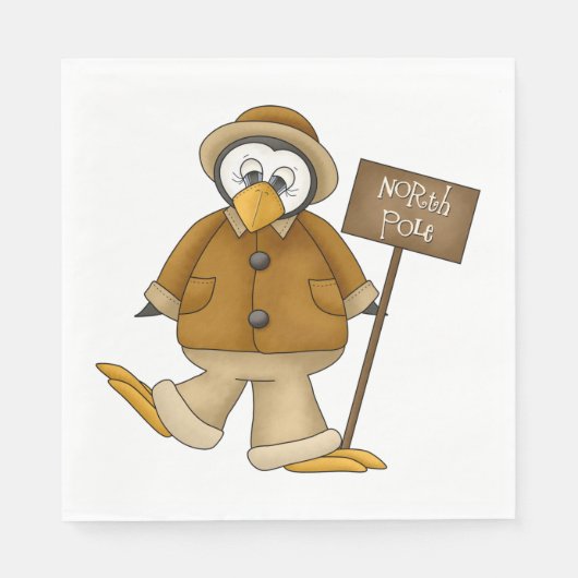 Serviette En Papier Pôle Nord Penguin (Devant)