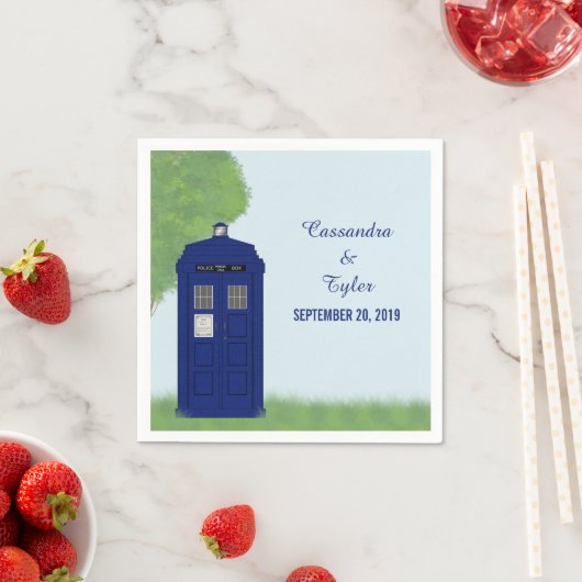 Serviette En Papier Police Box Mariage papier Napkins v4 (En situation)