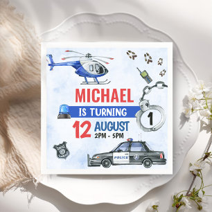 Serviette En Papier Police Boy 1er anniversaire fête