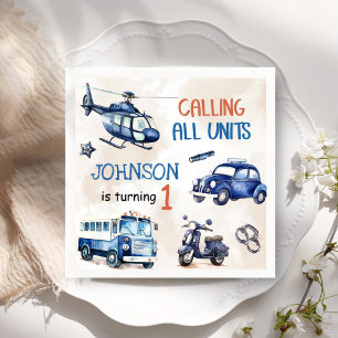 Serviette En Papier Police Boy 1er anniversaire fête