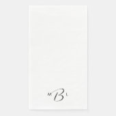 Serviette En Papier Police Combo Monogramme Mariage blanc (Devant)