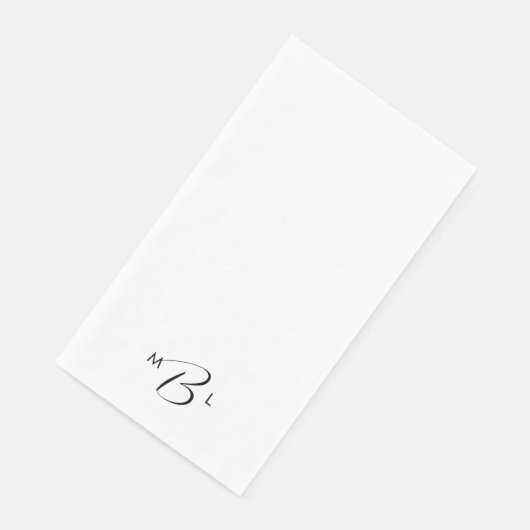 Serviette En Papier Police Combo Monogramme Mariage blanc (Coin)