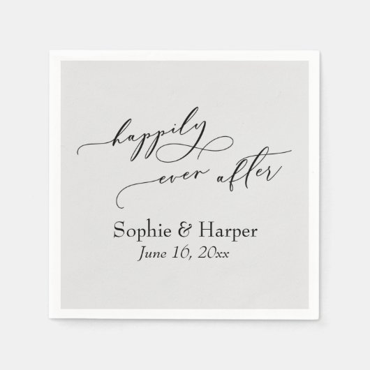 Serviette En Papier Police De Script De Luxe Simple Heureux Jamais Apr (Devant)