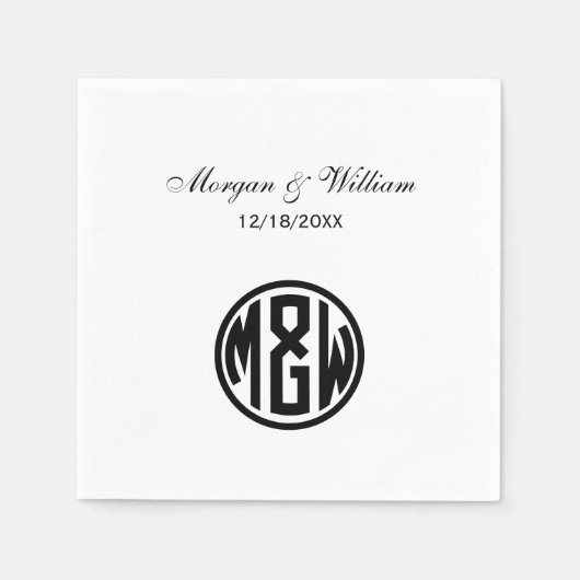 Serviette En Papier Police do-it-yourself BG du cercle noir blanc (Devant)