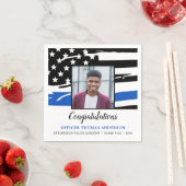 Serviette En Papier Police Graduation Party Photo Mince Ligne bleue (En situation)