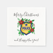 Serviette En Papier Police Merry Christmas & Happy New Year Shield (Devant)