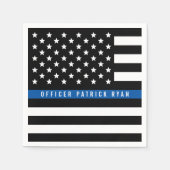 Serviette En Papier Police Mince Blue Line American Flag Ajouter un no (Devant)