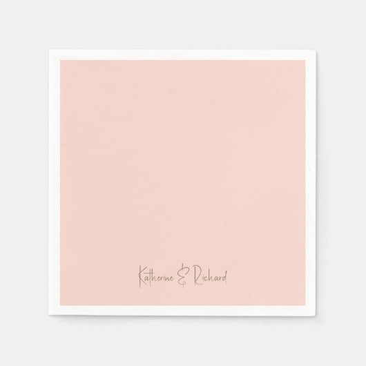 Serviette En Papier Police moderne Blush & Gold Script Name Cocktail (Devant)