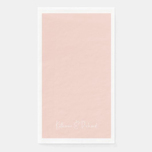 Serviette En Papier Police moderne Blush & White Name (Devant)
