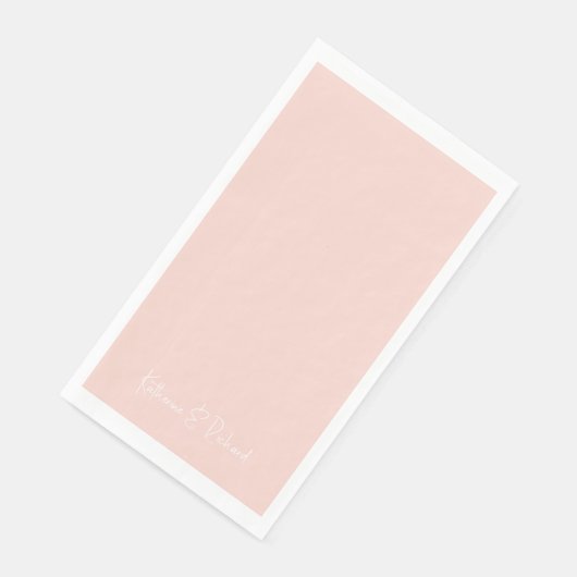 Serviette En Papier Police moderne Blush & White Name (Coin)