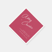 Serviette En Papier Police moderne Magenta Couples Noms Mariage Napkin (Coin)