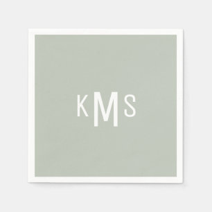 Serviette En Papier Police moderne Monogramme Léger Sage Cocktail serv