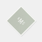 Serviette En Papier Police moderne Monogramme Léger Sage Cocktail serv (Coin)