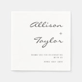 Serviette En Papier Police moderne Noir & Blanc Couples Noms Mariage (Devant)