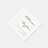 Serviette En Papier Police moderne Noir & Blanc Couples Noms Mariage (Coin)