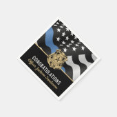 Serviette En Papier Police Retraite Party Ligne bleue Félicitations (Coin)