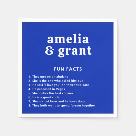 Serviette En Papier Police Rétro Royal Blue Mariage moderne (Devant)