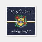 Serviette En Papier Police Shield Merry Christmas & Happy New Year (Devant)