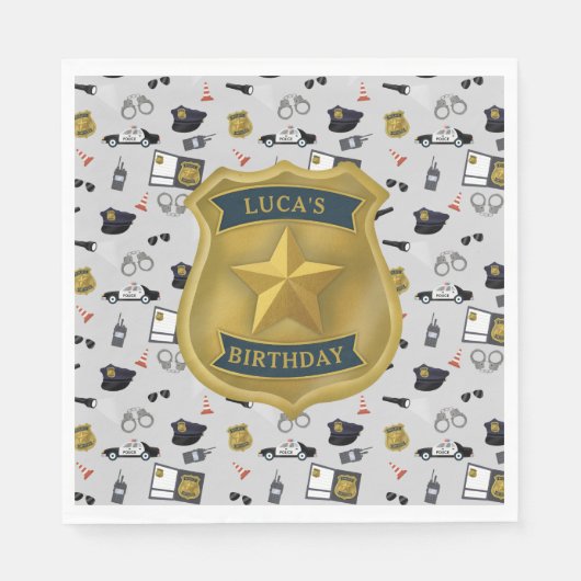 Serviette En Papier Police Themed Policeman Cop Birthday (Devant)