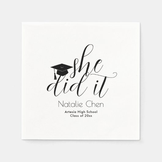 Serviette En Papier Polices élégantes et blanches modernes serviettes (Devant)