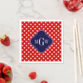 Serviette En Papier Polka blanc rouge Point Marine Quatrefoin 3 Monogr (En situation)