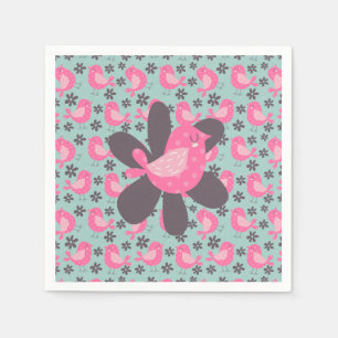 Serviette En Papier Polka Dot Birds and Flowers