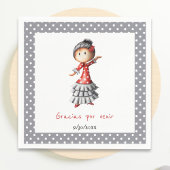 Serviette En Papier Polkda Dot Grey Espagnol Sevillana Danseuse flamen