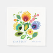 Serviette En Papier Polonais Fleurs folkloriques Mariage Jaune Napkin (Devant)
