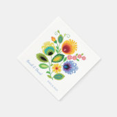 Serviette En Papier Polonais Fleurs folkloriques Mariage Jaune Napkin (Coin)