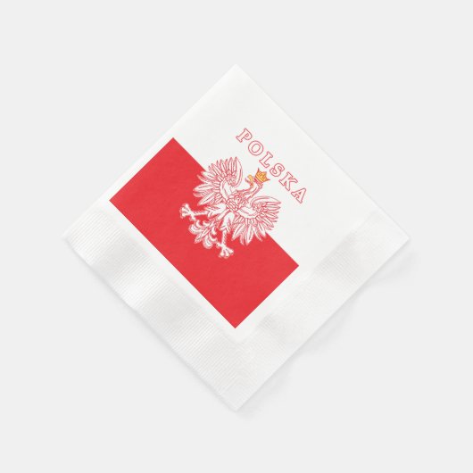 Serviette En Papier Polska Avec Aigle Rouge Polonais (Coin)
