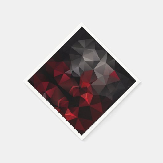Serviette En Papier Polygonal, noir et rouge (Coin)
