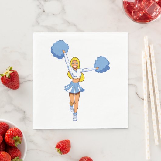 Serviette En Papier Pom-pom girl Avec Pom Pom Bleu (En situation)