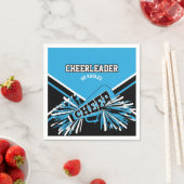 Serviette En Papier Pom-pom girl en Bleu Bébé, Blanc et Noir (En situation)