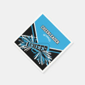 Serviette En Papier Pom-pom girl en Bleu Bébé, Blanc et Noir (Coin)