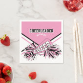 Serviette En Papier Pom-pom girl en rose, blanc et noir (En situation)