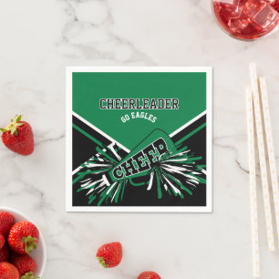 Serviette En Papier Pom-pom girl en vert, blanc et noir