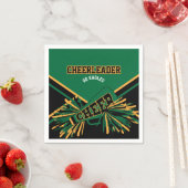 Serviette En Papier Pom-pom girl en vert foncé, or et noir (En situation)