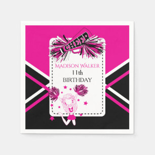 Serviette En Papier Pom-pom girl Rose, Noir, Blanc